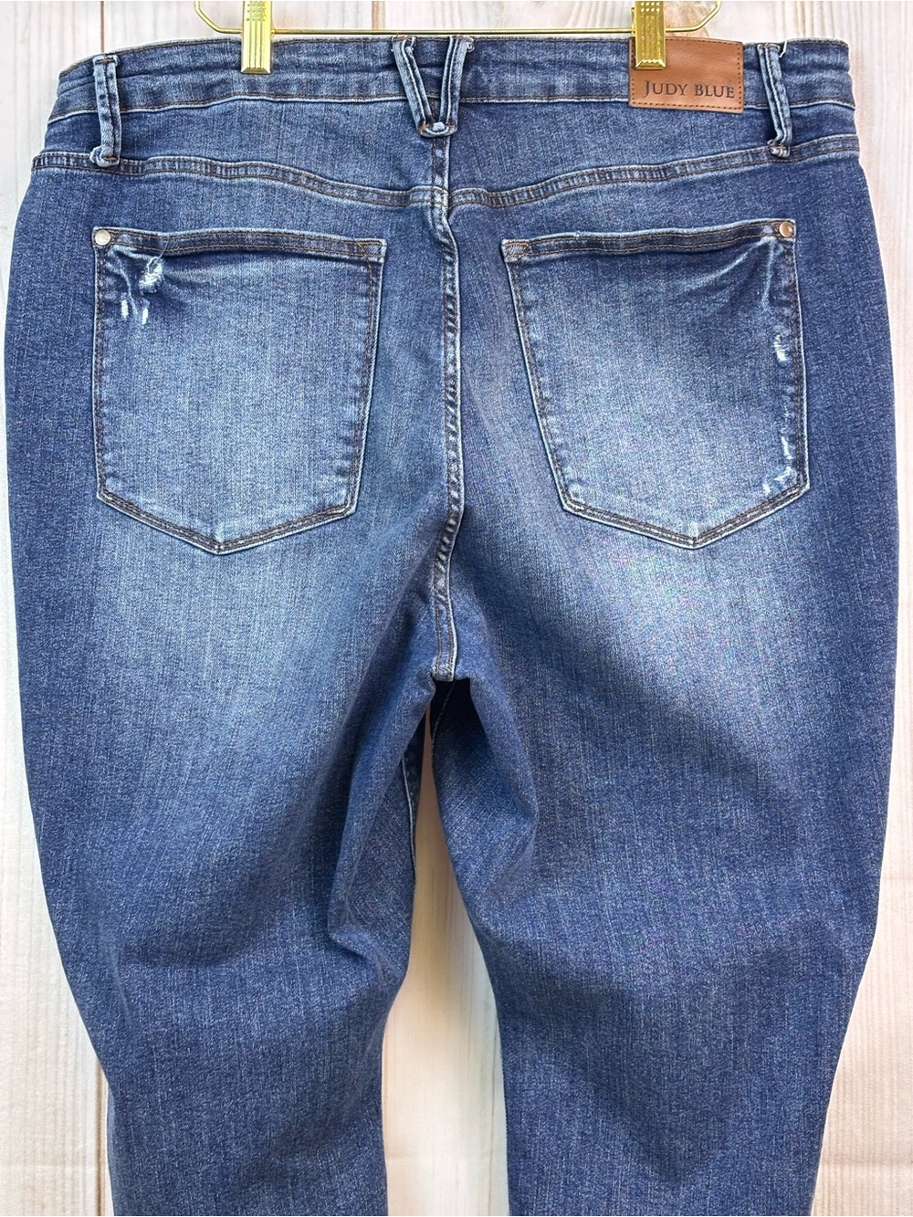 Judy Blue Skinny Fit Jeans Hi-Rise Stretchy Distressed Raw Hem Blue Denim Sz 20W - Picture 5 of 15
